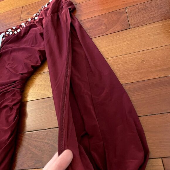 DEB Y2K Mini Dress One Shoulder Romantic Ruched Rhinestone Prom HOCO Sexy - Picture 5 of 9